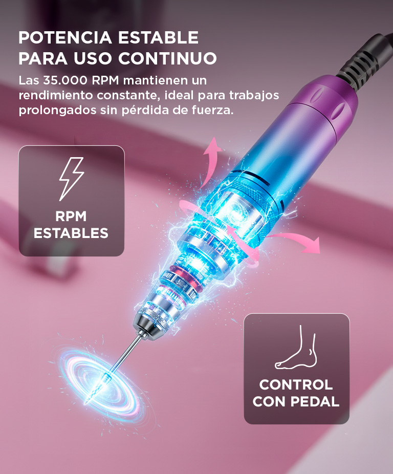 Torno de Manicura Care Gadnic 35000RPM Con Pedal de Control - Imagen 3