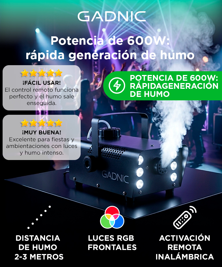Mini Maquina de Humo Gadnic Portatil Con Luz LEDS - Imagen 2