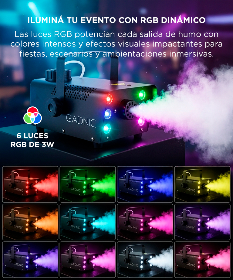 Mini Maquina de Humo Gadnic Portatil Con Luz LEDS - Imagen 4