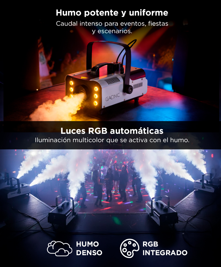 Maquina De Humo Gadnic 900W Inalambrica RGB Control Remoto Portatil - Imagen 3