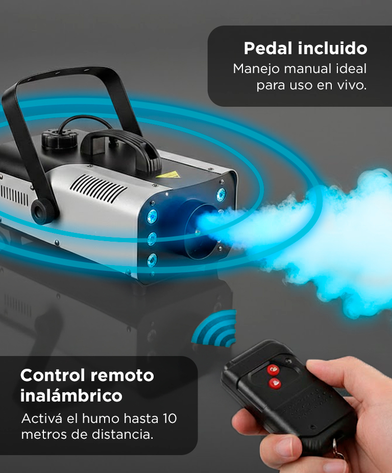 Maquina De Humo Gadnic 900W Inalambrica RGB Control Remoto Portatil - Imagen 4