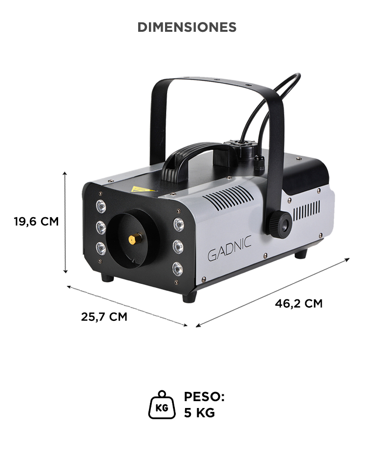 Maquina De Humo Gadnic 900W Inalambrica RGB Control Remoto Portatil - Imagen 6