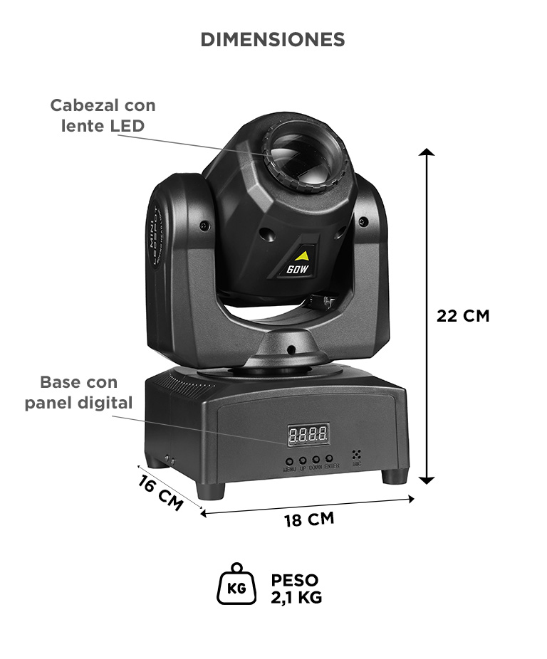 Luz LED Para DJ Gadnic Cabezal Móvil 30W Bid Dipper 220v - Imagen 6