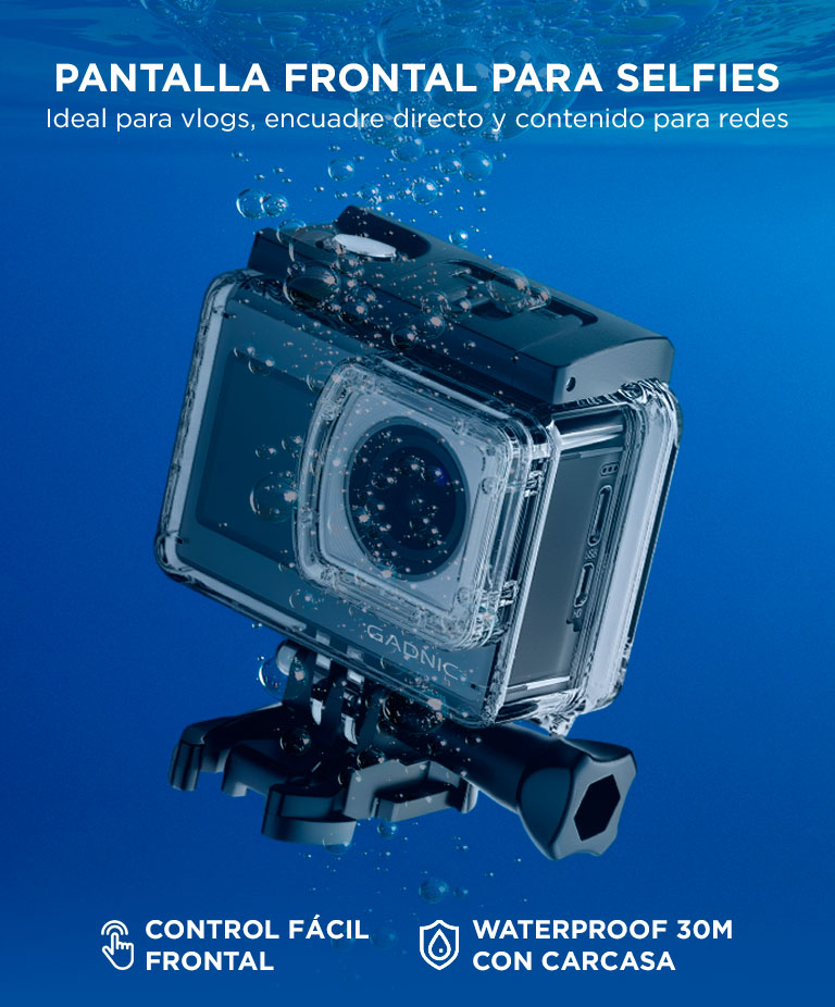 Cámara Deportiva Gadnic 4K Pantalla Dual Conexión inalámbrica - Imagen 4