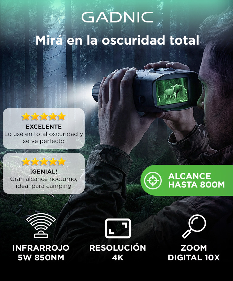 Binoculares Digitales Gadnic Visión Nocturna 800 m Pantalla IPS Resolución 4K - Imagen 2