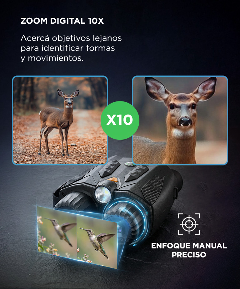 Binoculares Digitales Gadnic Visión Nocturna 800 m Pantalla IPS Resolución 4K - Imagen 4