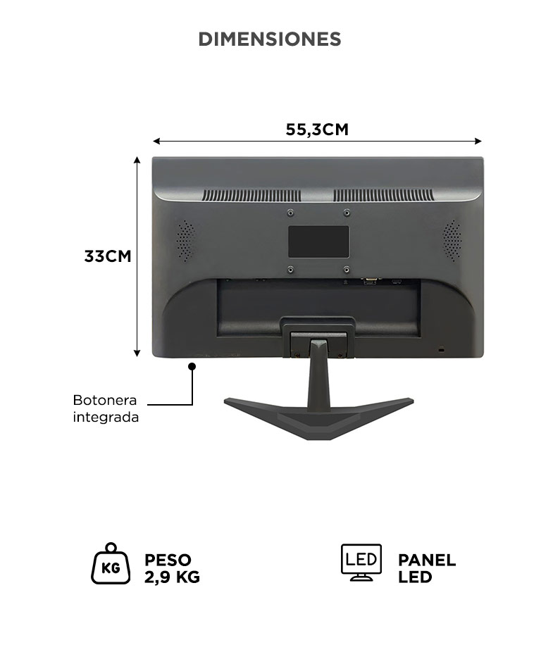 Monitor Led Gadnic 24 Pantalla Full HD 75Hz HDMI VGA Montaje VESA - Imagen 6