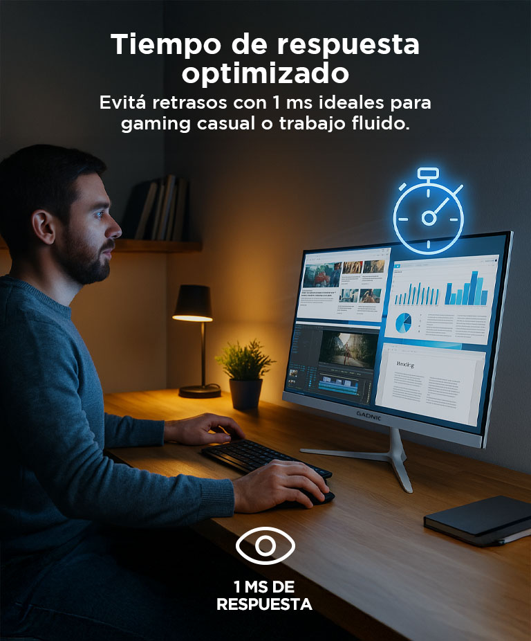 Monitor Gaming Gadnic 24 Plana IPS FHD 180Hz Sin Bordes - Imagen 5