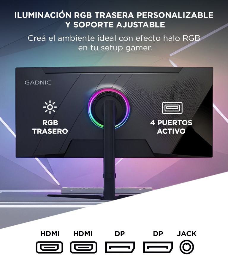 Monitor Gamer Curvo Gadnic 34 180Hz QHD RGB - Imagen 5