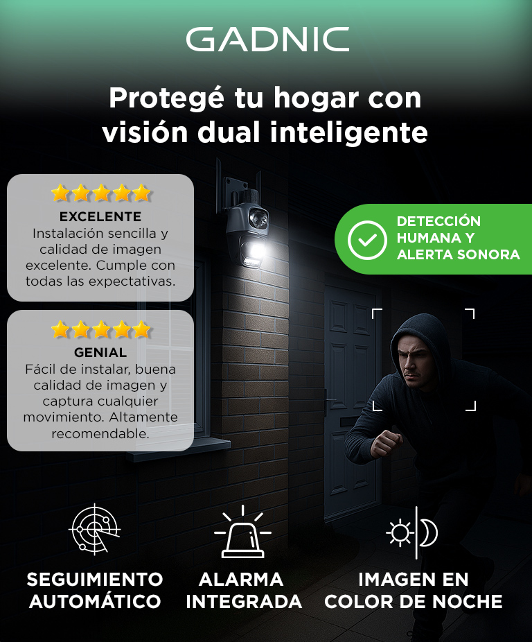 Kit De 3 Cámaras De Seguridad Dual Gadnic Con Sirena - Imagen 2