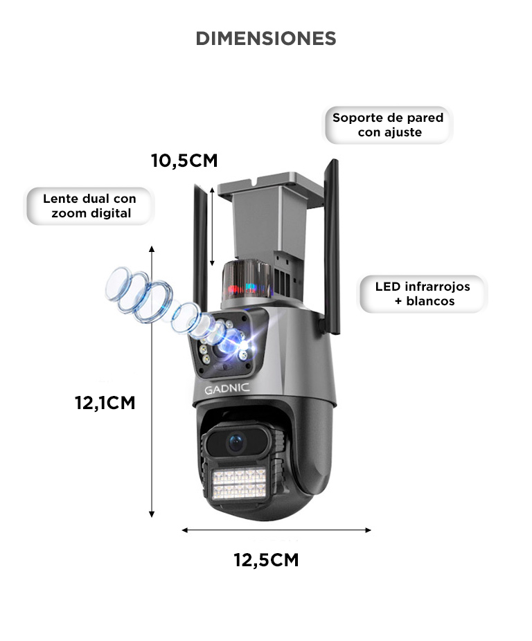 Kit De 3 Cámaras De Seguridad Dual Gadnic Con Sirena - Imagen 6