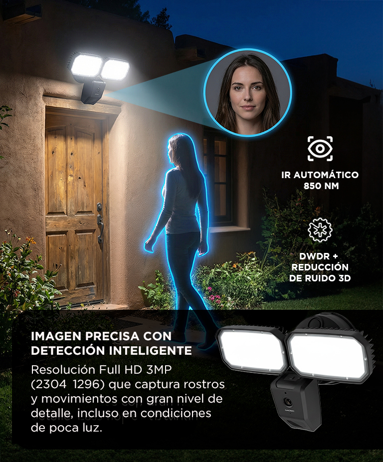 Cámara De Seguridad Con Reflector Gadnic L-Cam Full HD 3MP Control Por App Visión Nocturna - Imagen 3