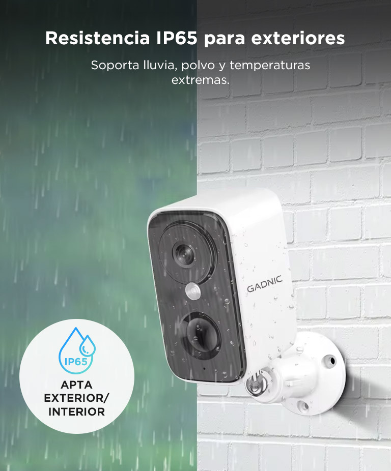 Camara Seguridad Gadnic Wifi Bateria Recargable 3MP Super HD Gran Angular Exterior Vision Nocturna Audio Bidireccional - Imagen 5