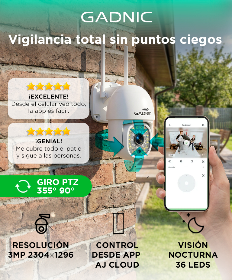 Cámara de Seguridad Gadnic DM200W-Pro Exterior Domo Full HD Visión Nocturna Color 36 Leds - Imagen 2