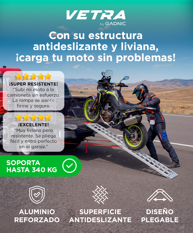 Rampa Para Moto Vetra By Gadnic Aluminio Reforzado Plegable - Imagen 2