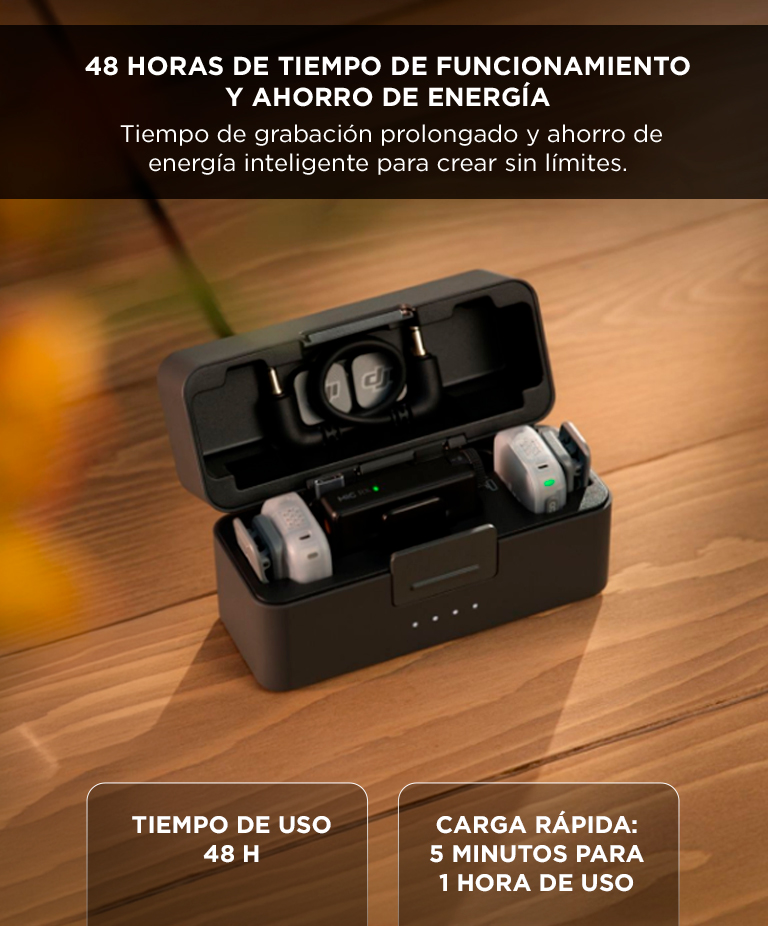 Mic Mini 2 DJI (1 TX + 1 RX Para Celular + Estuche De Carga), Ultraligero 11g, Cancelación De Ruido, Conexión OsmoAudio - Imagen 5