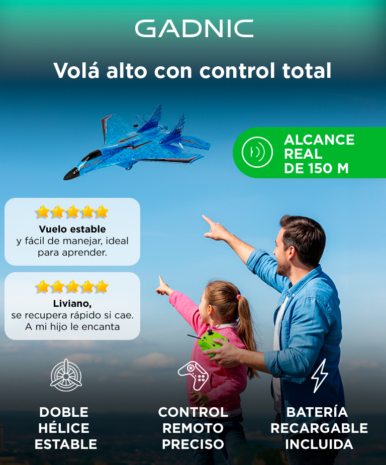 Avión Caza A Control Remoto Gadnic Carga Usb - Imagen 2