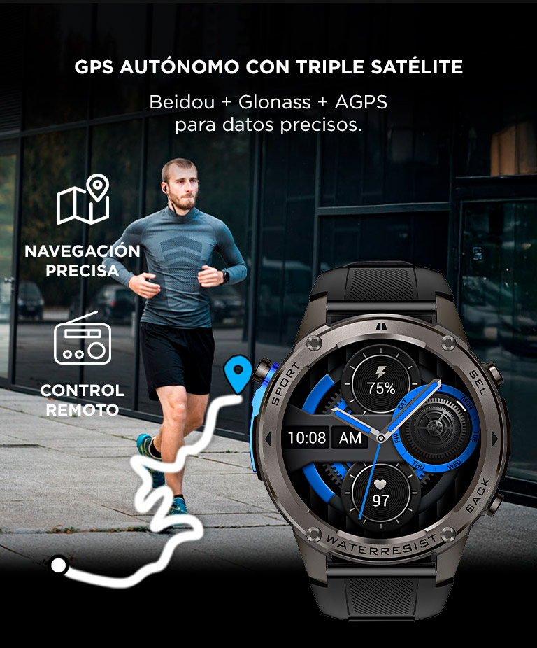 Reloj Inteligente Táctico Gadnic R231 resistente al Agua Deportivo GPS - Imagen 5
