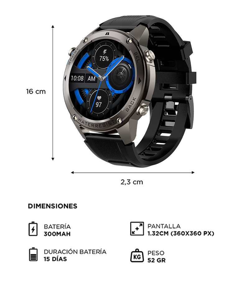 Reloj Inteligente Táctico Gadnic R231 resistente al Agua Deportivo GPS - Imagen 7