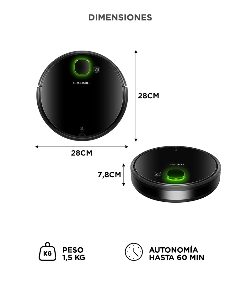 Aspiradora Robot Gadnic Potente Succión Sensor Anti Caídas Filtro HEPA Lavable Depósito Extraíble - Imagen 6