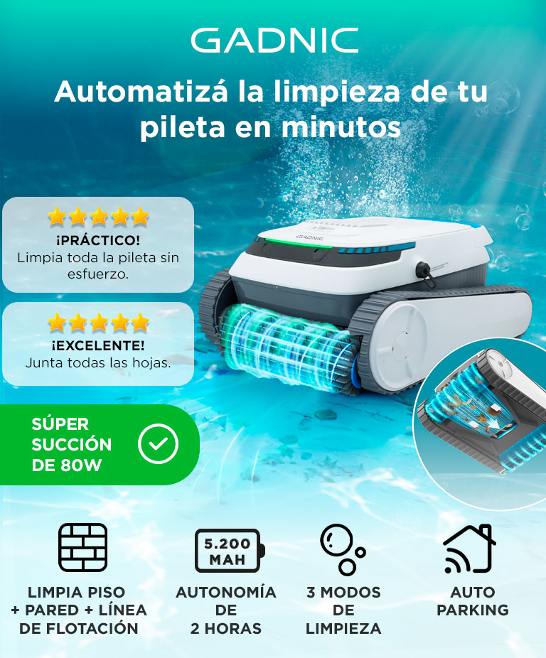 Robot Barre Fondo Gadnic Pil01 Automático Recargable 80W 5200 mAh 150 Lmin - Imagen 2