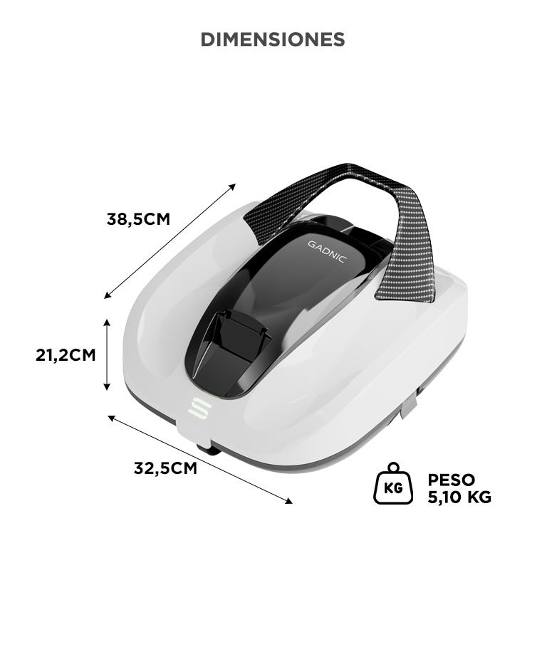 Robot Limpia Piletas Gadnic ET2310 Inalámbrico Retorno Automático Navegación Inteligente Batería 2500 mAh 85 m2 12V - Imagen 6