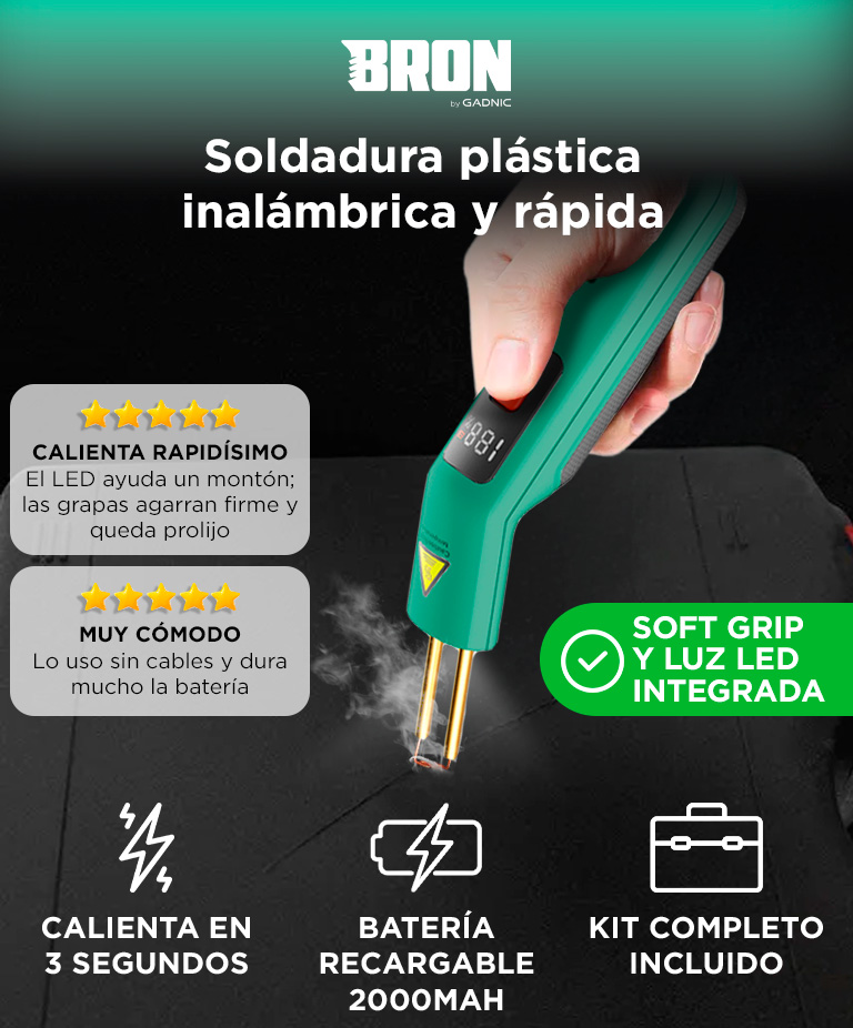 Soldadora De Plástico Inalámbrica Bron By Gadnic 3.6 V Display Digital - Imagen 2