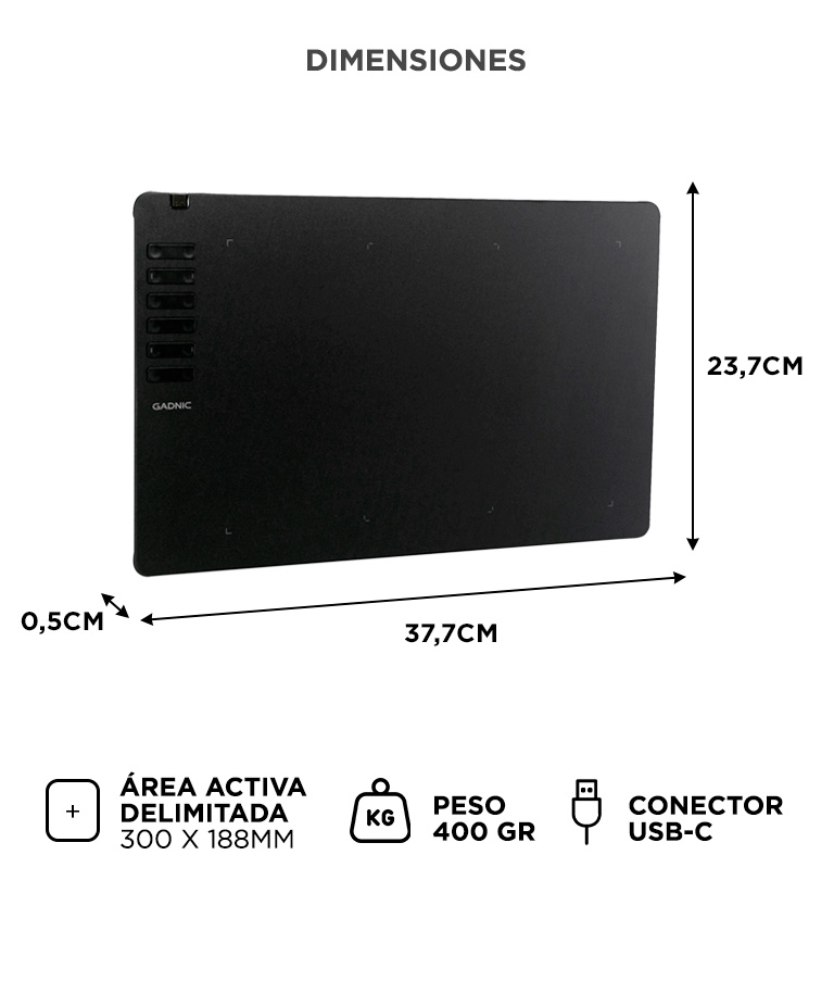 Tableta de Dibujo Gráfico Gadnic Magic Draw 8192 Niveles de Presión Lápiz EMR - Imagen 6
