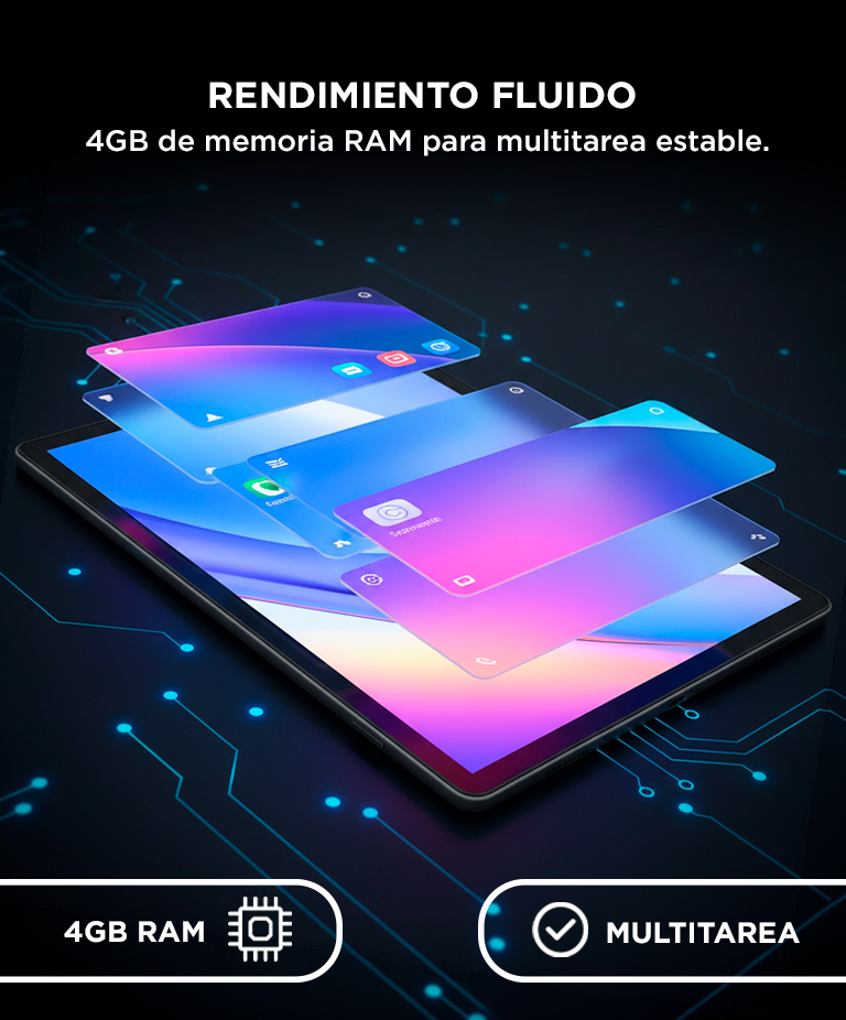 Tablet Gadnic 1036 Pulgadas 2K RAM 4GB Almacenamiento 64GB Android 10 Qualcomm Snapdragon 615 WiFi Bluetooth USB C Teclado Accesorios - Imagen 4