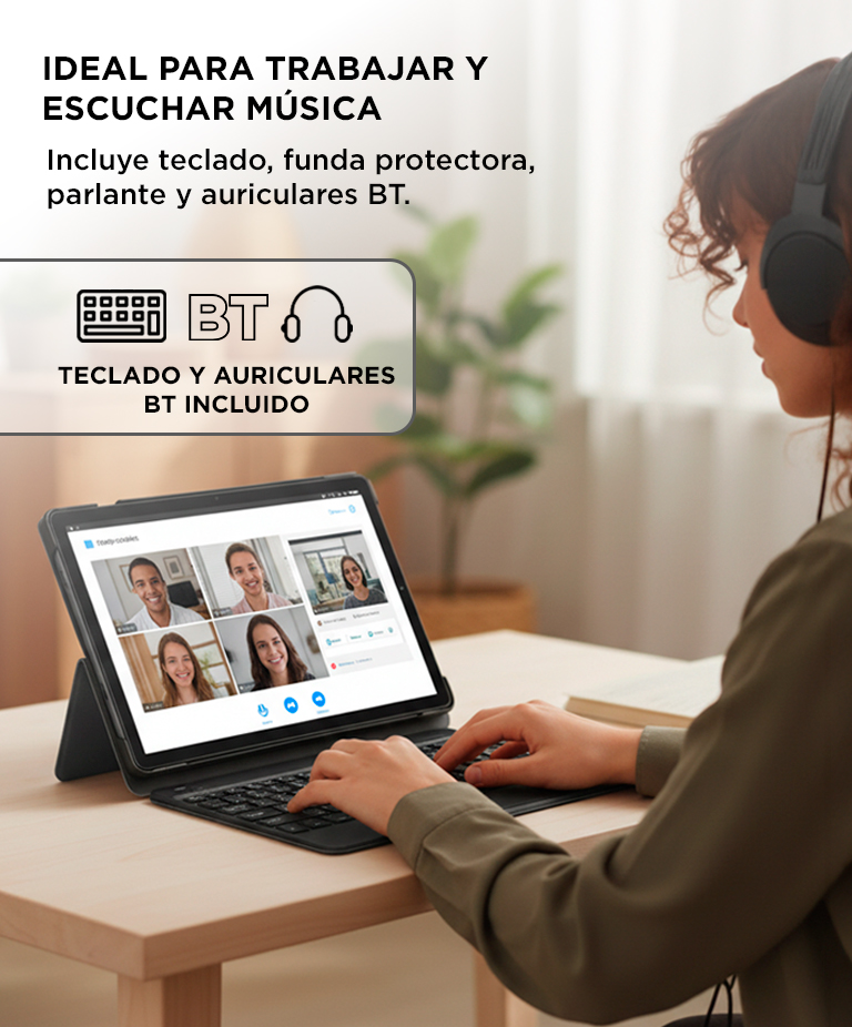 Tablet Gadnic 1036 Pulgadas 2K RAM 4GB Almacenamiento 64GB Android 10 Qualcomm Snapdragon 615 WiFi Bluetooth USB C Teclado Accesorios - Imagen 6