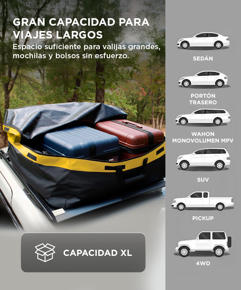 Bolso Porta Equipaje Auto Gadnic Impermeable PVC 500D Cierre Sellado Gran Capacidad XL - Imagen 3