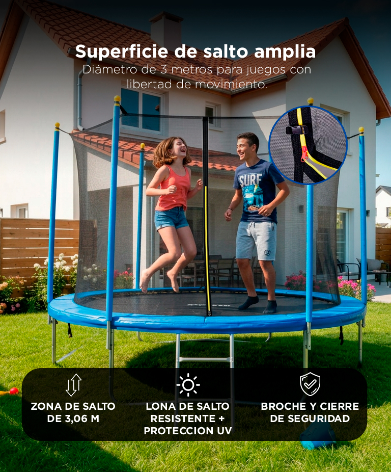 Cama Elástica Gadnic 306 cm Con Red de Seguridad Reforzada 10 Ft - Imagen 4