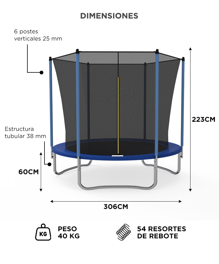 Cama Elástica Gadnic 306 cm Con Red de Seguridad Reforzada 10 Ft - Imagen 6
