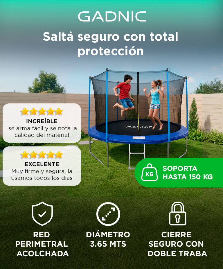 Cama Elástica Gadnic 365cm 12 ft Trampolin Con Red de Seguridad Y Escalera Estructura Acero - Imagen 2