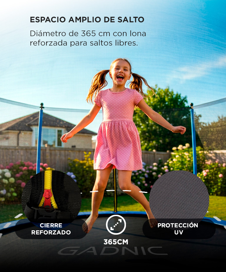 Cama Elástica Gadnic 365cm 12 ft Trampolin Con Red de Seguridad Y Escalera Estructura Acero - Imagen 4