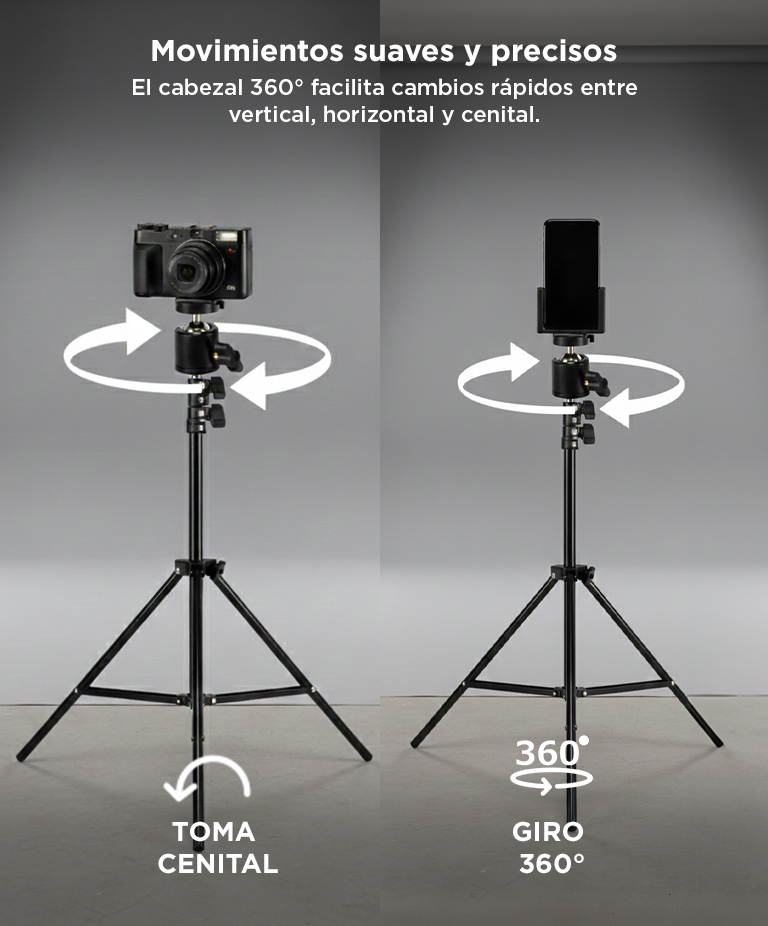 Trípode Gadnic TR24-7 Ultra Liviano 2,1 Mts + Soporte Para Celulares, Cámaras y Fotografía - Imagen 4