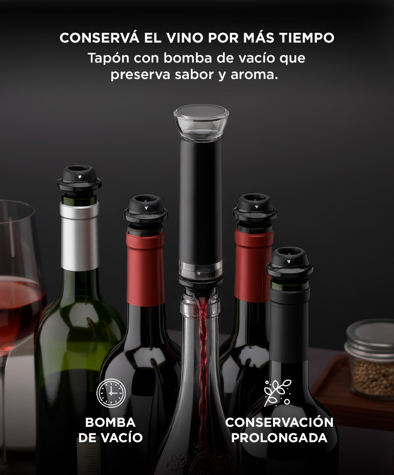 Set Para Vino Profesional Gadnic Abridor Eléctrico + Vertedor + Cortador Precinto + Tapón + Bomba De Vacío - Imagen 5