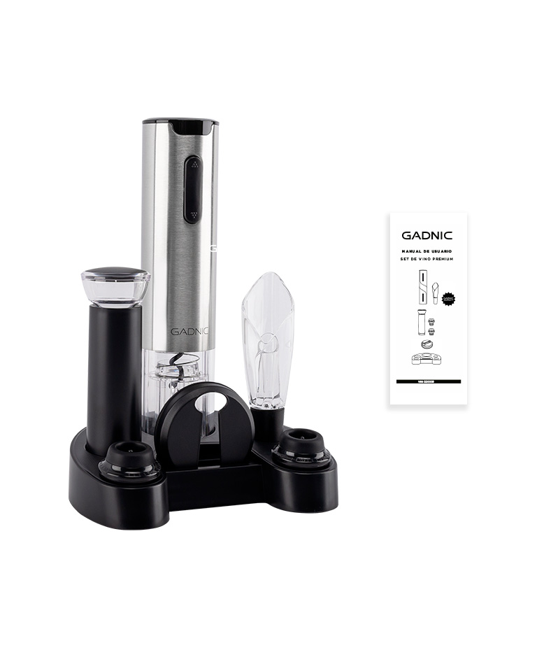 Set Para Vino Profesional Gadnic Abridor Eléctrico + Vertedor + Cortador Precinto + Tapón + Bomba De Vacío - Imagen 7