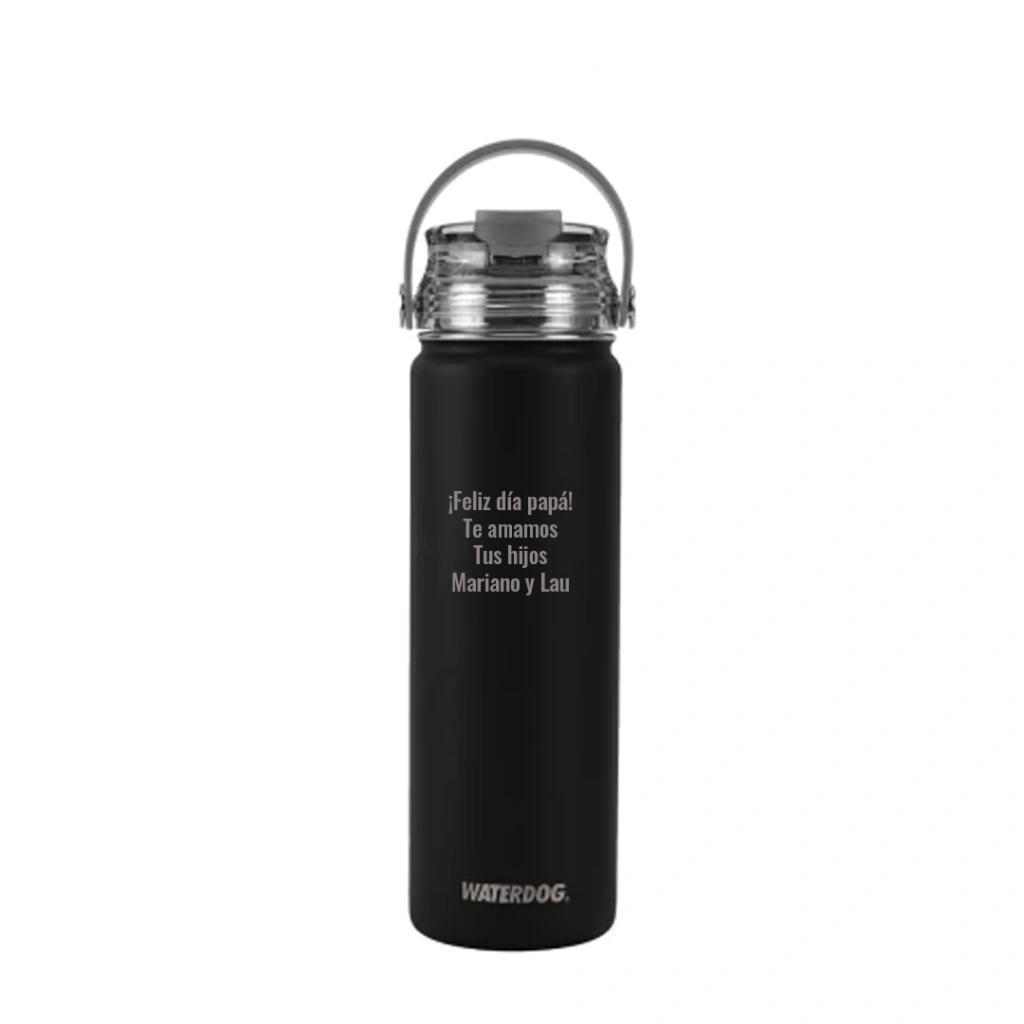 Botella térmica Waterdog Akwa - 650 ml - Grabado Personalizado - Negro