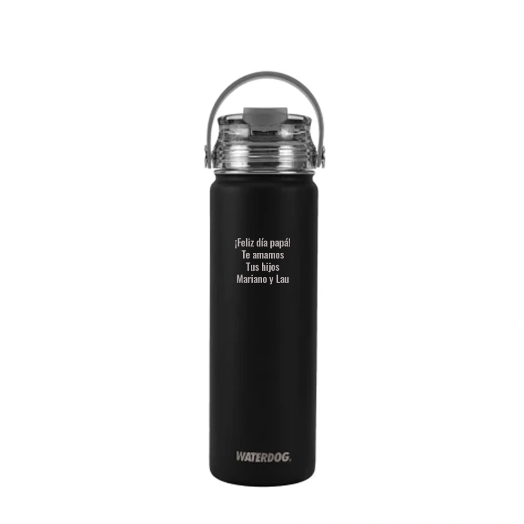 Botella térmica Waterdog Akwa - 750 ml - Grabado Personalizado - Negro