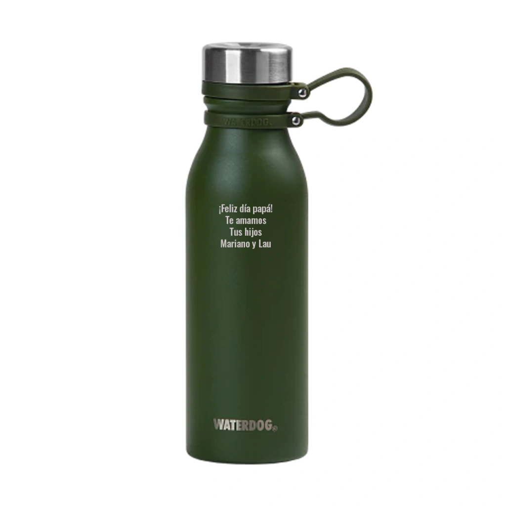 Botella térmica Waterdog Buho - 600 ml - Grabado Personalizado - Verde