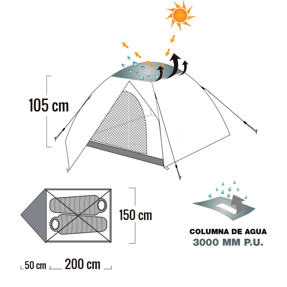 Carpa trekking Waterdog Terra - 2 personas - Imagen 5
