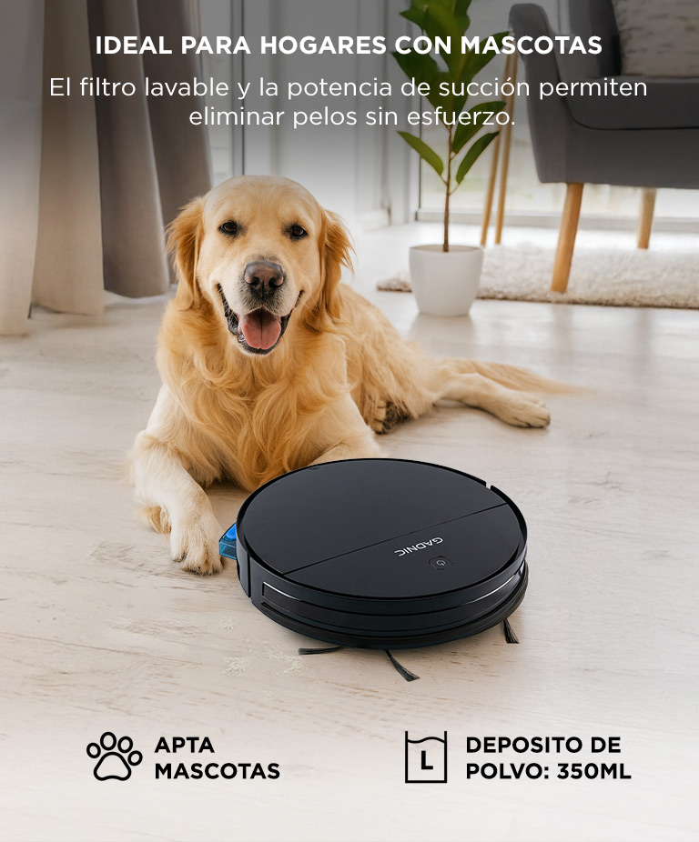 Aspiradora Robot Gadnic 3 Modos Automática Control Remoto App Mopa Tanque de Agua 150 ml Filtro Lavable Programación Auto-Recarga - Imagen 4