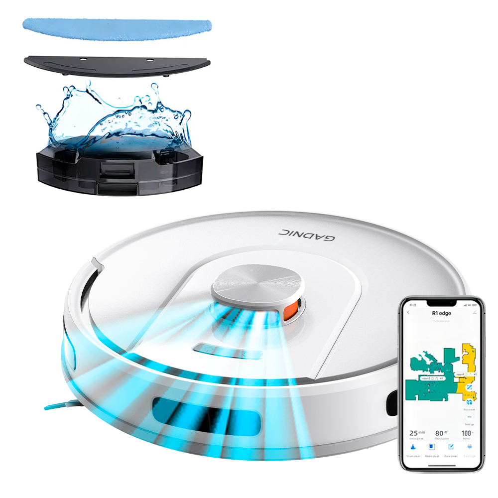Aspiradora Robot Gadnic 5000Pa Navegacion LDS Laser 3D Trapeado App Tuya Autonomia 200 Min