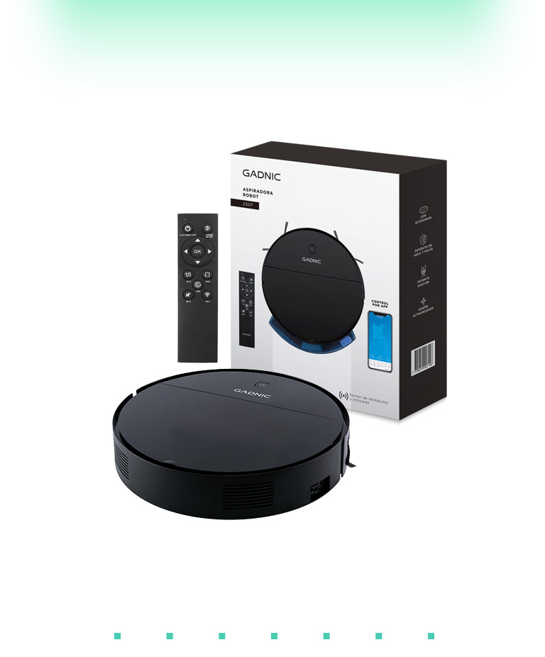 Aspiradora Robot Gadnic 3 Modos Automática Control Remoto App Mopa Tanque de Agua 150 ml Filtro Lavable Programación Auto-Recarga - Imagen 7