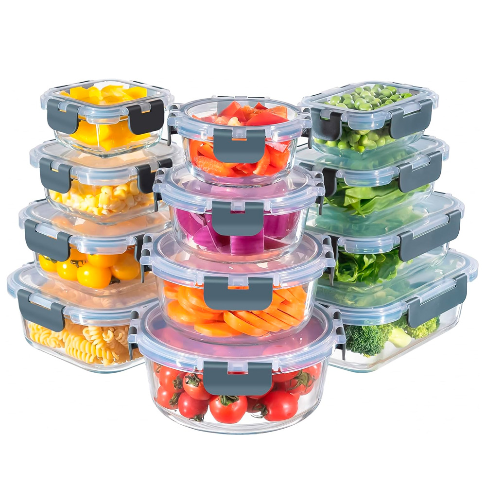 Set x12 Contenedor Hermético De Vidrio Gadnic Apto Microondas Horno Freezer Heladera Tupper Lucheras