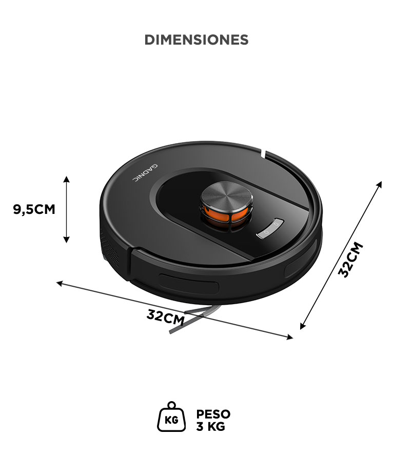 Aspiradora Robot Gadnic 5000Pa Navegacion LDS Laser 3D Trapeado App Tuya Autonomia 200 Min - Imagen 5