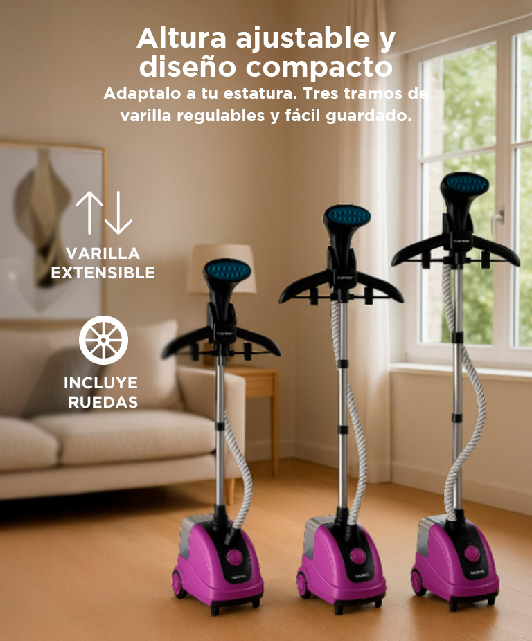 Plancha a Vapor Vertical Gadnic 1800W Ruedas Depósito 1.3 Litros Ideal para Ropa y Telas Delicadas - Imagen 3
