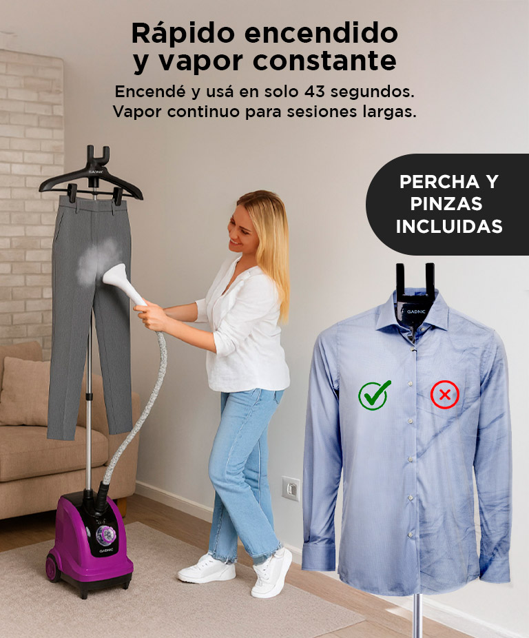 Plancha a Vapor Vertical Gadnic 1800W Ruedas Depósito 1.3 Litros Ideal para Ropa y Telas Delicadas - Imagen 4