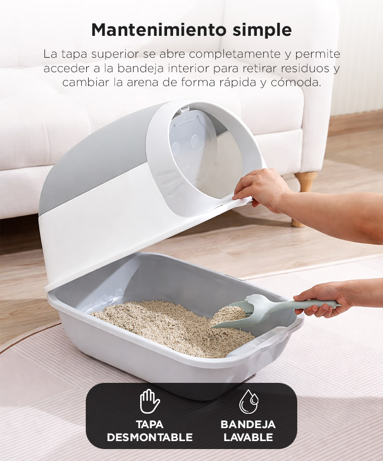 Arenero Cerrado Para Gatos Gadnic PEPT01 Litera Bandeja Anti Olor Con Pala - Imagen 4